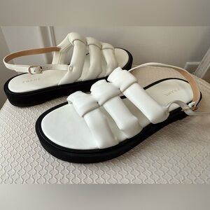 Frame Women’s Weston Sandal Leather White/Black Size 38.5 US 8